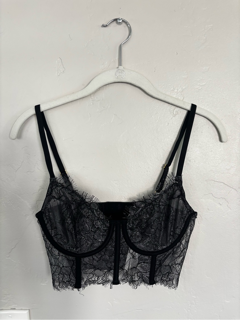 Anthropologie Black Lace Longline Underwire Bralette